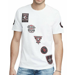 True Religion Men's Scout Patch Short Sleeve Crew Neck Tee Shirt in White